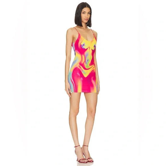H:ours Pola Mini Dress in Multi Thermal Dye Sexy Body - Picture 11 of 12